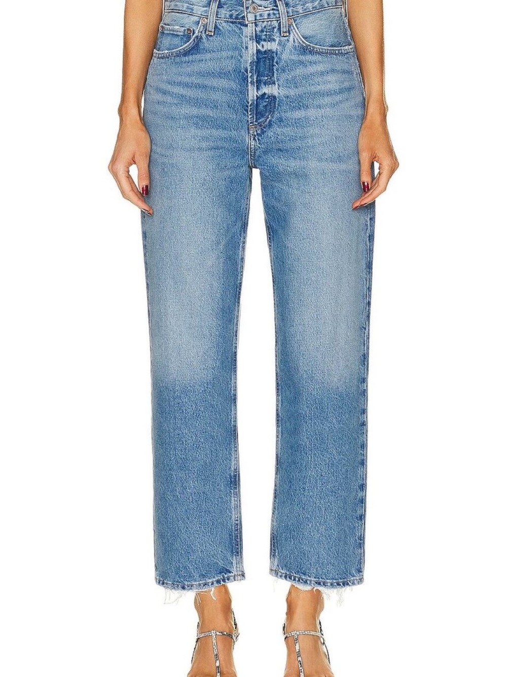 Agolde Light Blue Straight Leg High-Rise Jeans